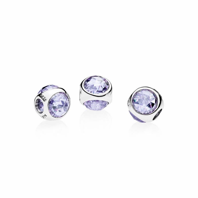 Pandora Radiant Droplet Charm - Sterling Silver/Purple/Cubic Zirconia - Canada | SX9474TK